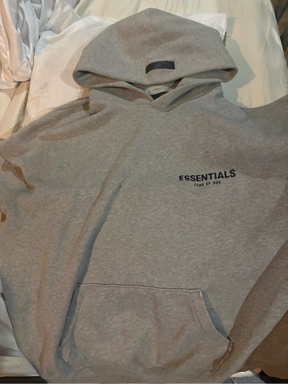 Fear of God Essentials Light Gray Pullover Hoodie - ESSENTIALS Logo